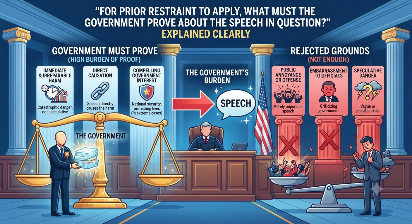 For Prior Restraint to Apply, What Must the Government Prove About the Speech in Question? Explained Clearly