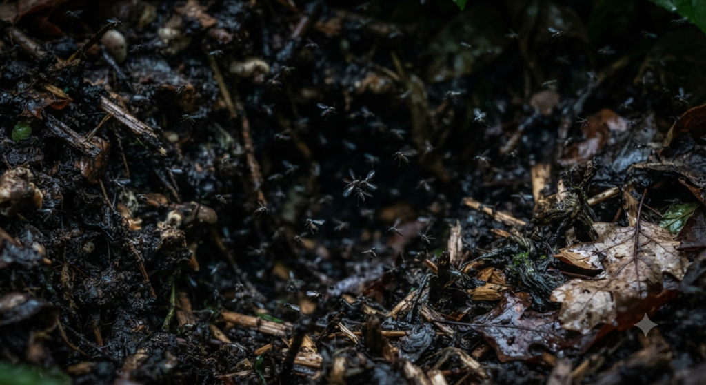 How to Get Rid of Gnats Inside: Small flying gnats near indoor plants with practical pest control and prevention techniques.